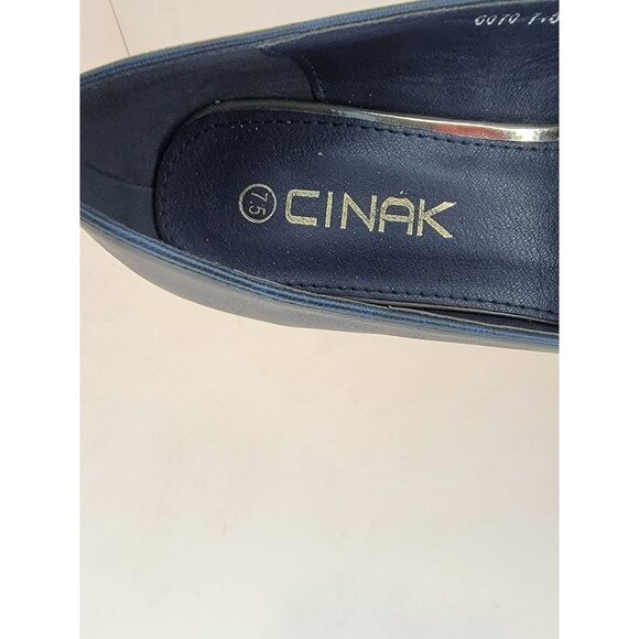 Cinak Blue Women's slip on heeled Loafers square toe cushioned SZ 7.5 C070 - Picture 6 of 7